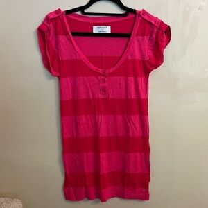 American Eagle Y2k Striped Vintage Button Slub Stripe Henley Bella Swan XL